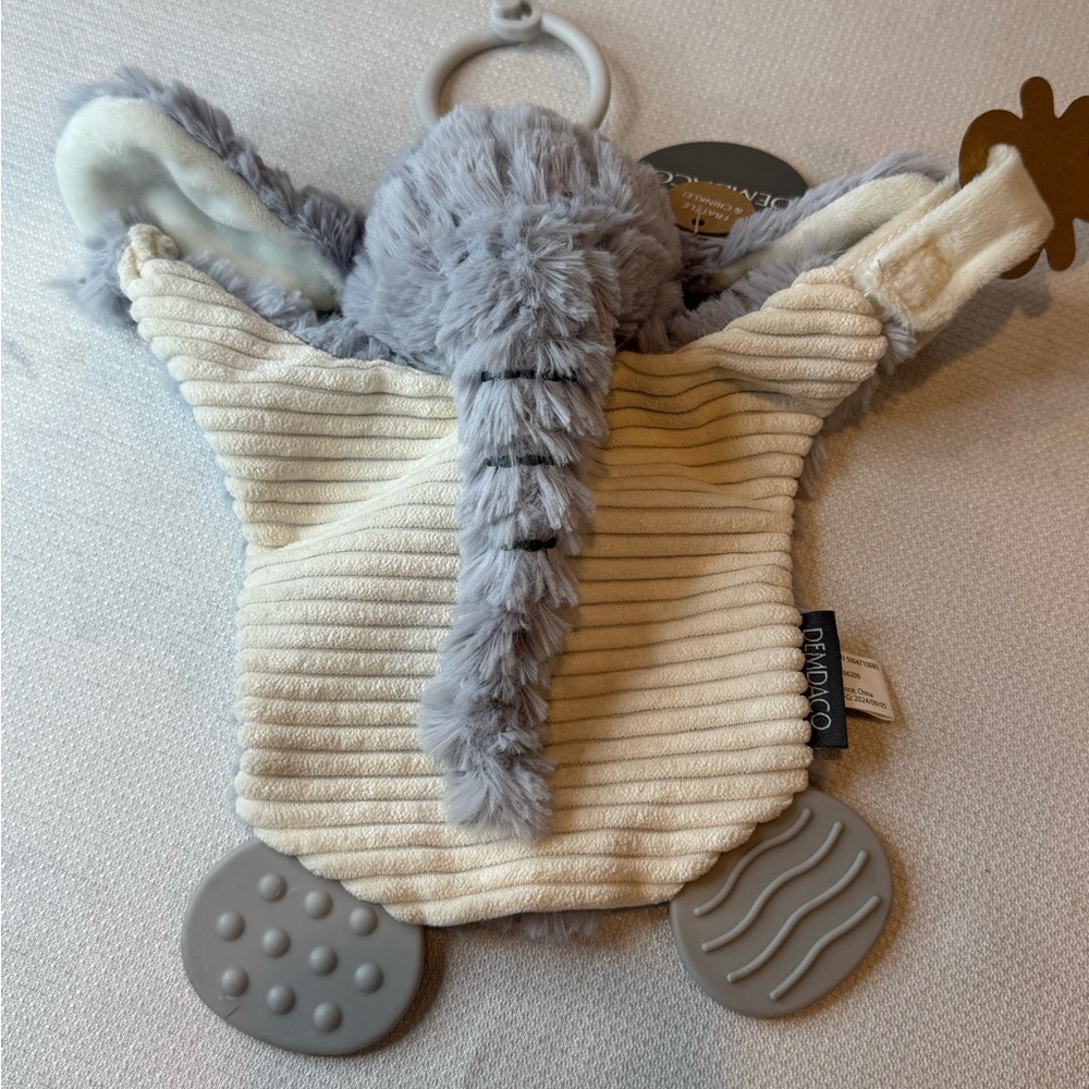 NWT Demdaco Elephant Baby Rattle Teether Crinkle Ears Stroller/Car Seat Toy